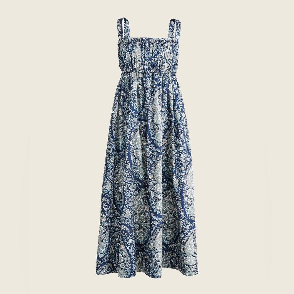 J. Crew Gathered cotton-poplin dress in oversized paisley